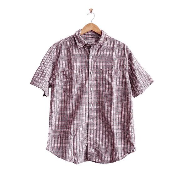 Levi Strauss Mens Classic Fit Button Down Shirt Short Sleeve Plaid Red Medium - Picture 1 of 7